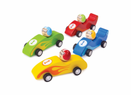 Bigjigs Toys Barevné dřevěné závodní auto 1 ks