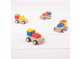 Bigjigs Toys Dřevěná barevná mašinka na natahování 1ks