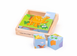 Bigjigs Toys Obrázkové kostky kubusy Dinosauři 9 kostek