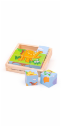 Bigjigs Toys Obrázkové kostky kubusy Dinosauři 9 kostek