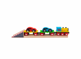 Bigjigs Rail Nákladní vlak s auty a kolejemi
