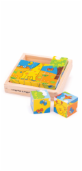 Bigjigs Toys Obrázkové kostky kubusy Safari 9 kostek