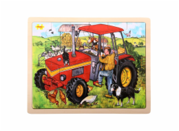 Bigjigs Toys Dřevěné puzzle traktor 24 dílků