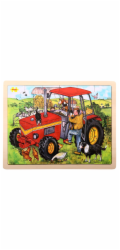 Bigjigs Toys Dřevěné puzzle traktor 24 dílků