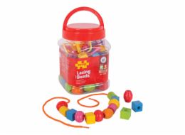 Bigjigs Toys Dřevěné navlékací korálky v bedýnce