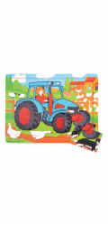 Bigjigs Toys Dřevěné puzzle traktor 9 dílků