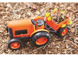 Green Toys Traktor s vlečkou oranžový