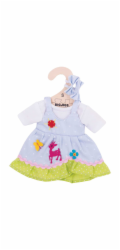Bigjigs Toys Modré puntikované šaty s jelenem pro panenku 28 cm