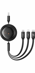 Kabel 3 v 1 Baseus Free2Draw USB na M+L+C 100W, 1,1 m (černý)