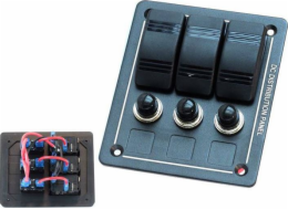 TurboWorks_F Spínací panel ALU, ON-OFFx3, BA 1x5A 1x10A 1x15A IP68