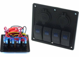 TurboWorks_F vypínač ON-OFFx5, 1xZ, 2xUSB 3.1A, 2xB 15A modrý