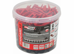 AWTools AWTOOLS STANDARDNÍ NIVELAČNÍ SYSTÉM NA DLAŽDICE 1,0 mm - 7-15 mm - KLIPY 300 ks + KLÍN 100 ks AW30371
