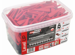 AWTools VYROVNÁVACÍ SYSTÉM DLAŽDICE LEVEL UP 2,0mm - 6-17mm - CLIP 100ks. + KLÍN 100ks.