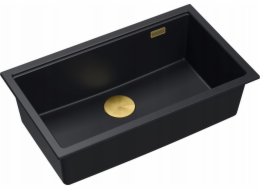 GraniteQ dřez LOGAN 110 GraniteQ čistý karbonový dřez 76x44x23,5 cm 1-miska zapuštěná s ručním sifonem zlatá