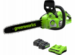 Greenworks řetězová pila 2x24 V Greenworks 36 cm sada GD24X2CS36K4X s nabíječkou a 2x akumulátory 4,0 Ah