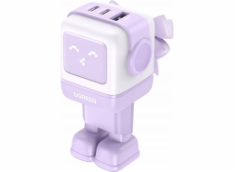 Ugreen nabíječka UGREEN Nexode Robot GaN síťová nabíječka 2xUSB-A, USB-C 65W fialová