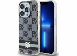 DKNY  DKHMP13LHCPTSK iPhone 13 Pro / 13 6.1 černo/černé pevné pouzdro IML kostkovaný mono vzor a tištěné pruhy MagSafe