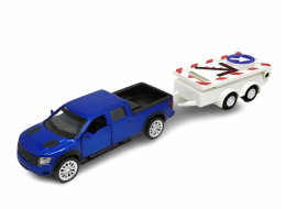 Kovový model - 1:52 Ford F-150 SVT Raptor se silničním výstražným vozíkem