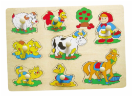BABU - Dřevěná vkládačka s úchyty farma 9 dílů