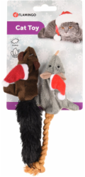 Flamingo Vánoční myš plyšová s catnipem pro kočky 2ks