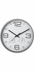 Nástěnné hodiny s teploměrem a vlhkoměrem 30 cm bílý rám KO-837362210