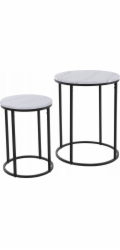 HOMESTYLING Servírovací stolky kulaté sada 2 ks bílý mramor KO-NB1510010