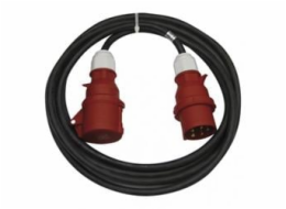 3 fázový venkovní prodlužovací kabel 25m / 1 zásuvka / černý / guma / 400 V / 2,5mm2