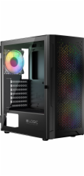 LOGIC PC skříň Aramis ARGB MIDI 1x USB 3.0, 2x USB 2.0 + audio, černá, bez zdroje