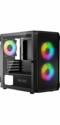 LOGIC PC skříň Portos ARGB MINI 1x USB 3.0, 2x USB 2.0 + audio, černá, bez zdroje