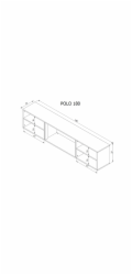 RTV skříň POLO 180x33x39 černá + krb černá