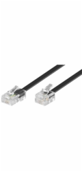 PremiumCord Kabel telefonní rovný 8P4C plug - 6P4C plug 10m - černý