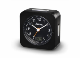 Hama Multi, budík řízený rádiovým signálem, zobrazení data, teploty, černý