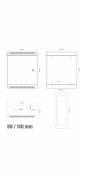 10" rack jednodílný 9U/140 DATACOM černý plech.dveře