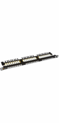 19" patch panel Solarix 24xRJ45 CAT6 UTP s vyvazovací lištou černý 0,5U SX24HD-6-UTP-BK
