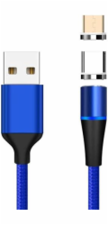 Kabel Magnetický micro USB a USB-C nabíjecí a datový, 1m, modrý