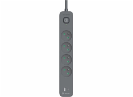 Tracer Tracer Power Line+ prodlužovací kabel 1,5 m 4 USB zásuvky PD18W grafit