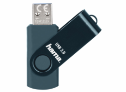 Hama USB 3.0 Flash Drive Rotate, 32 GB, 70 MB/s, petrolejová modrá
