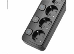 Viking síťová prodlužovací zásuvka YC53S, 5x AC 230V, 1x USB-A, 2x USB-C, tlačítko ON/OFF, délka 1,5 m, černá