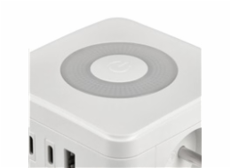Viking síťový adaptér YC23L, 2x 230 V, 1x USB-A, 2x USB-C, dotykové světlo, délka 1,4 m, bílá