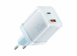 Wall charger Yueqi 70W GaN USB-C + USB-A (blue)