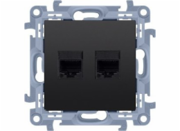 Kontakt-Simon Double RJ45 počítačová zásuvka, kategorie 5e (modul), matná černá, SIMON10