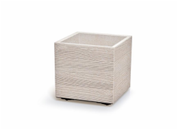 Květináč Prosperplast MADERA SQUARE eco wood 38,5 cm bílý eco