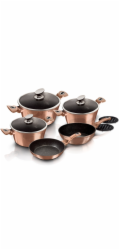 Sada nádobí s mramorovým povrchem 10 ks Rosegold Metallic Line BH-1220