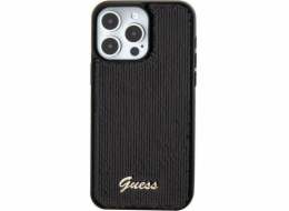 Guess  GUHCP15SPSFDGSK iPhone 15 6.1 černo/černé pevné pouzdro Sequin Script Metal