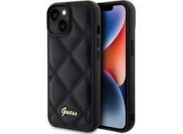 Pevné pouzdro Guess  GUHCP15SPSQSQSK iPhone 15 / 14 / 13 6.1 černo/černé prošívané kovové logo