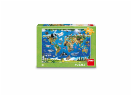 Dino Puzzle Mapa zvířat 100 XL dílků