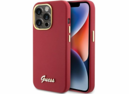 Pevné pouzdro Guess  GUHCP15LSMBSLM iPhone 15 Pro 6.1 purpurové silikonové kovové logo a rámeček