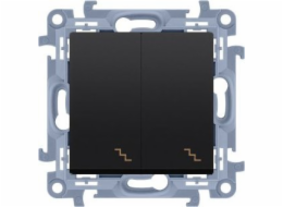 Kontakt-Simon Dvojitý schodišťový spínač s LED podsvícením (modul) 10AX, 250V~, šroubovací svorky, matná černá, SIMON10