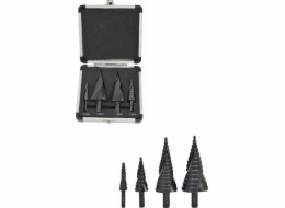 AWTools Vrtačka STEP SPIRAL VRTAČKA SADA 4ks/ 4-12 4-20 4-32 4-39mm/ AICrN/ ČERNÉ/ PLASTOVÉ POUZDRO