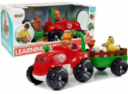 Štíhlý sportovní traktor s přívěsem, zvířata pro miminka, baterie, světla, zvuk